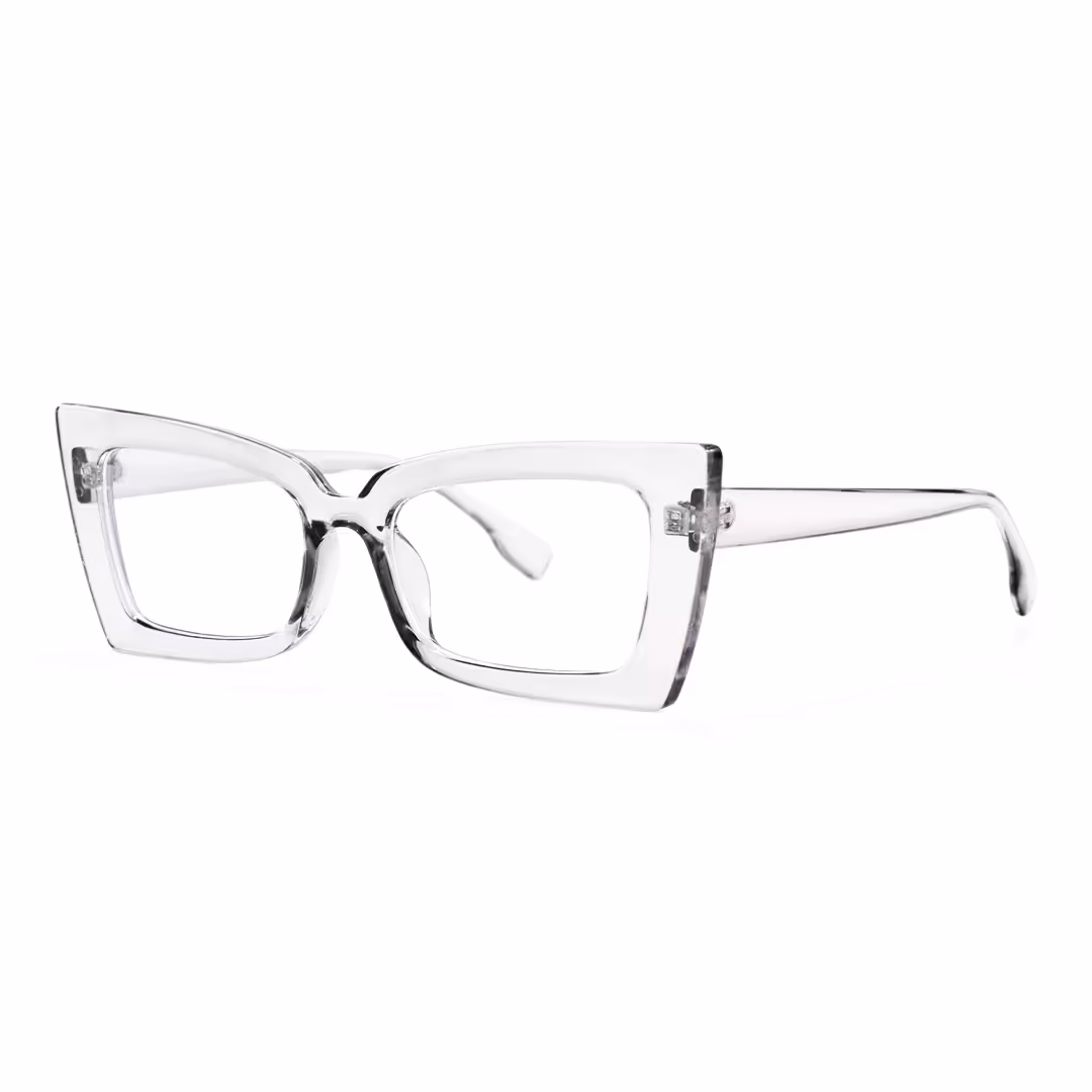 Angle view of Tinff butterfly pc eyeglasses in clear. SPU: CP0162310