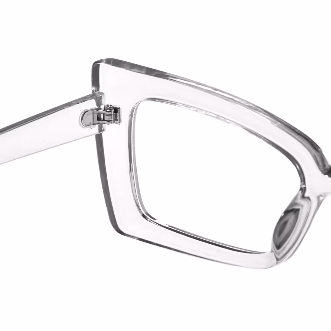 Hinge detail of Tinff butterfly pc eyeglasses in clear. SPU: CP0162310