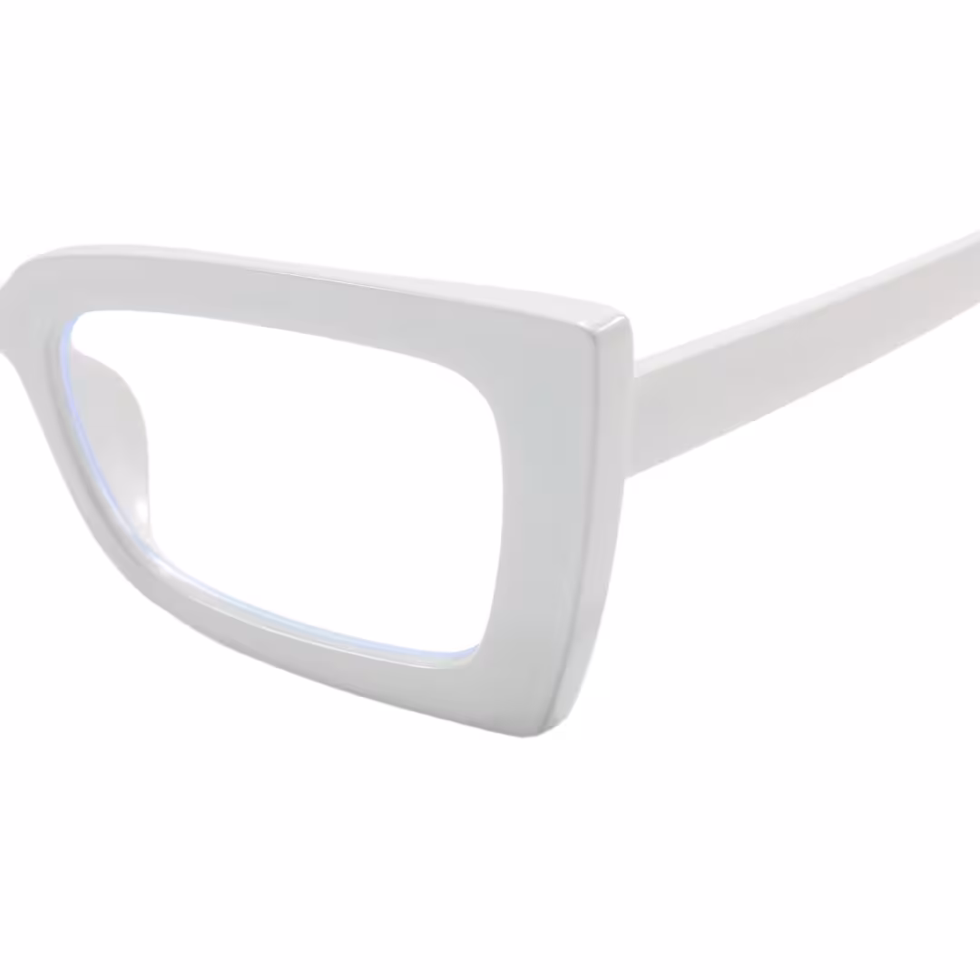 End piece detail of Tinff butterfly pc eyeglasses in white. SPU: CP0162310