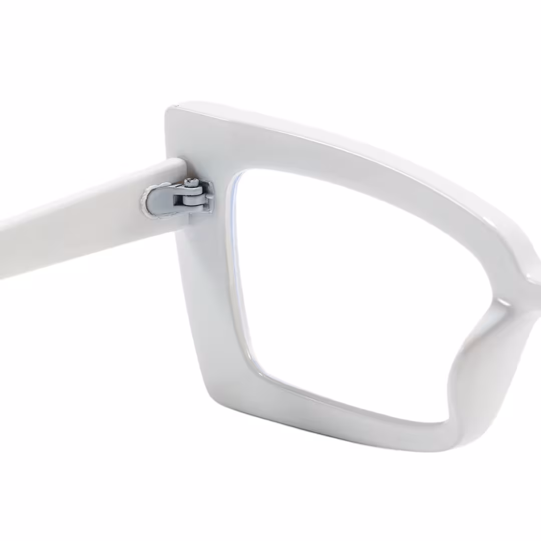 Hinge detail of Tinff butterfly pc eyeglasses in white. SPU: CP0162310