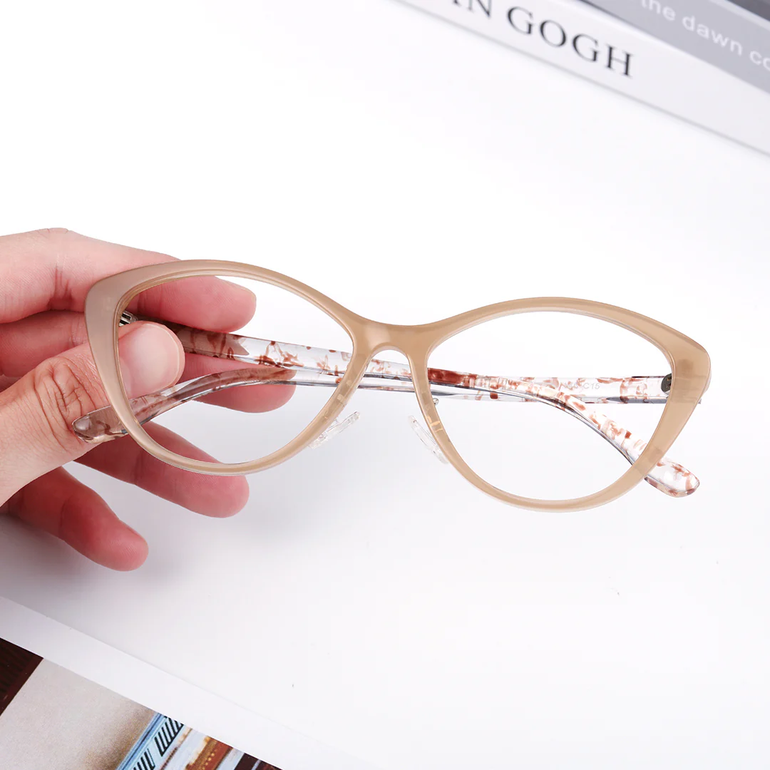 Scene view of Bridget cat eye pc eyeglasses CP0192408 in beige
