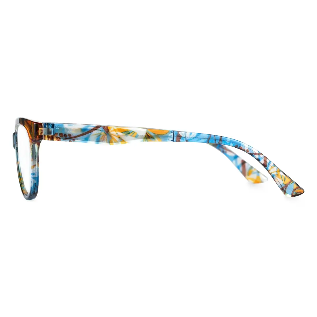 Side view of Bpion colorful cat eye pc eyeglasses CP0212303 in blue