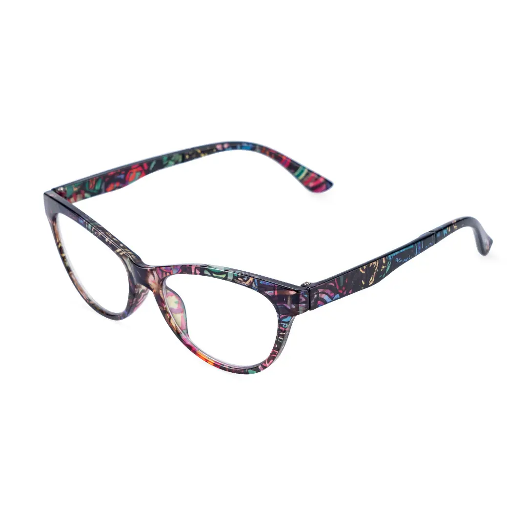 Angle view of Bpion colorful cat eye pc eyeglasses CP0212303 in multicolor