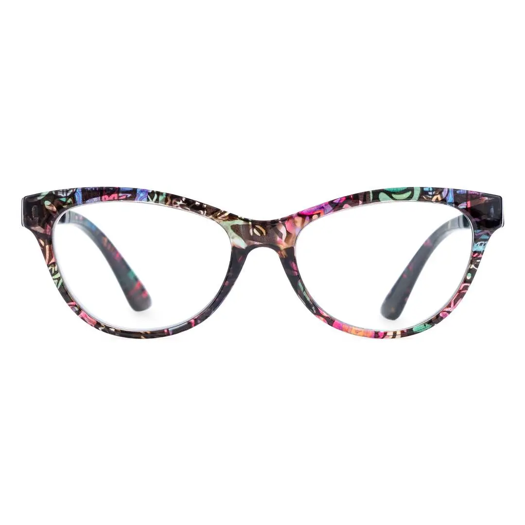 Front view of Bpion colorful cat eye pc eyeglasses CP0212303 in multicolor