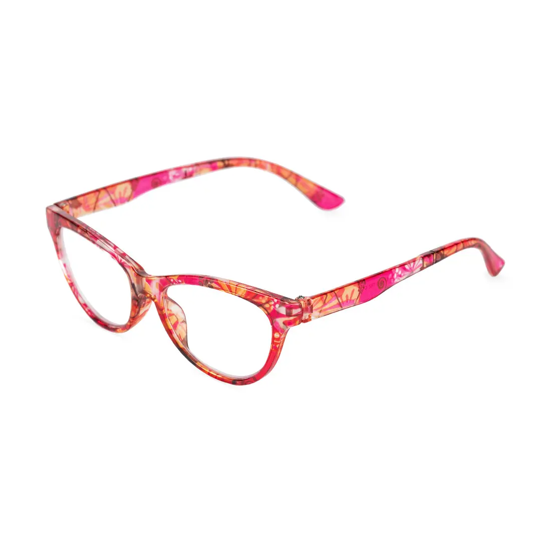 Angle view of Bpion colorful cat eye pc eyeglasses CP0212303 in red