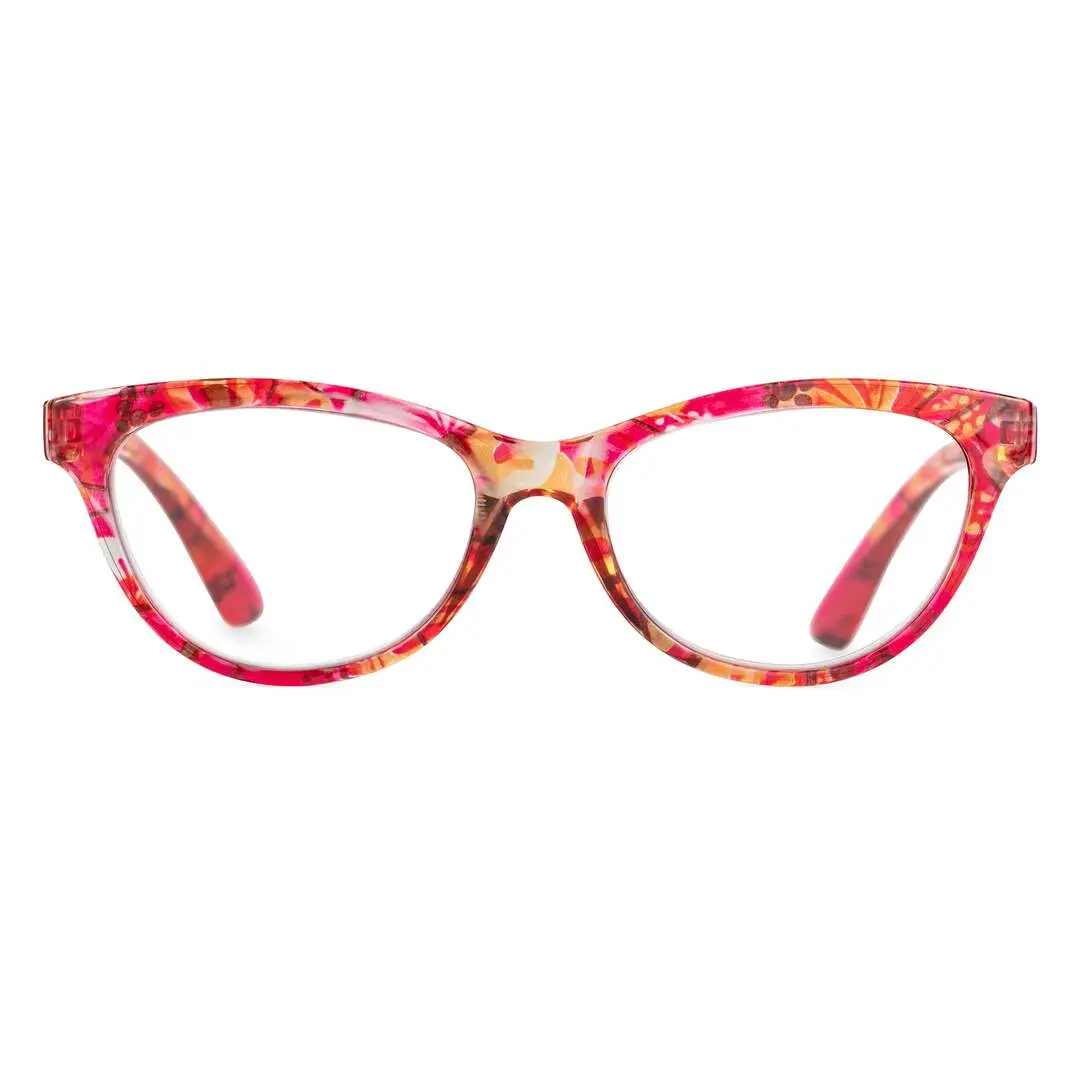 Front view of Bpion colorful cat eye pc eyeglasses CP0212303 in red