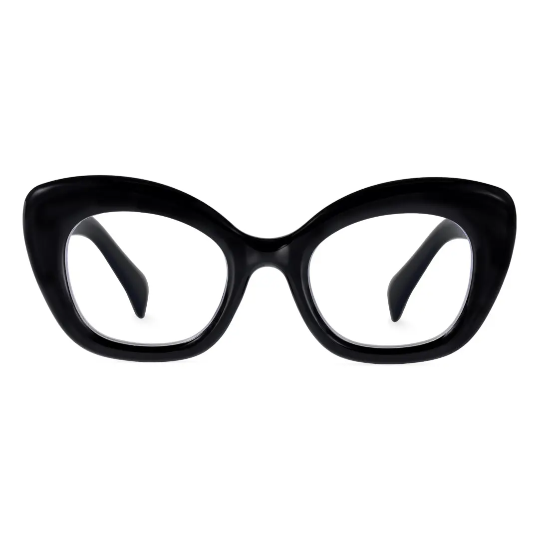 Front view of Aidan oversized cat-eye pc eyeglasses CP0302403 in black