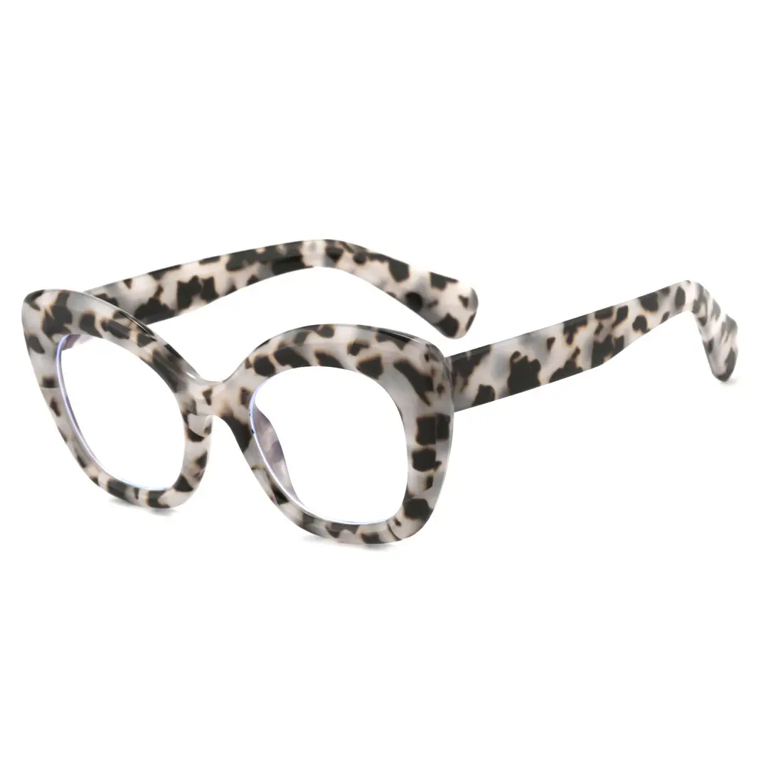 Angle view of Aidan colorful cat-eye pc eyeglasses in gray. SPU: CP0302403