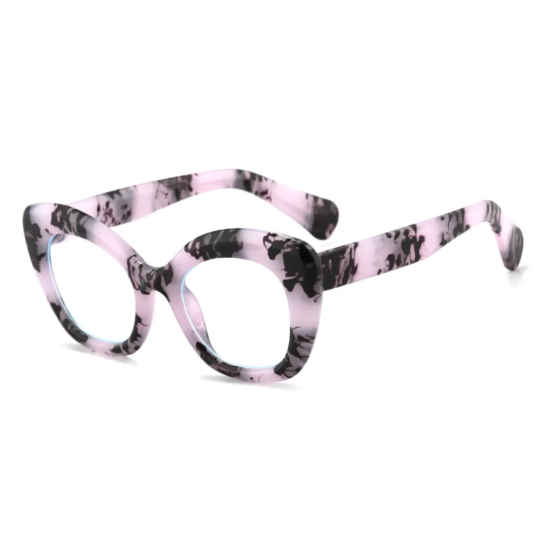 Angle view of Aidan colorful cat-eye pc eyeglasses in purple. SPU: CP0302403