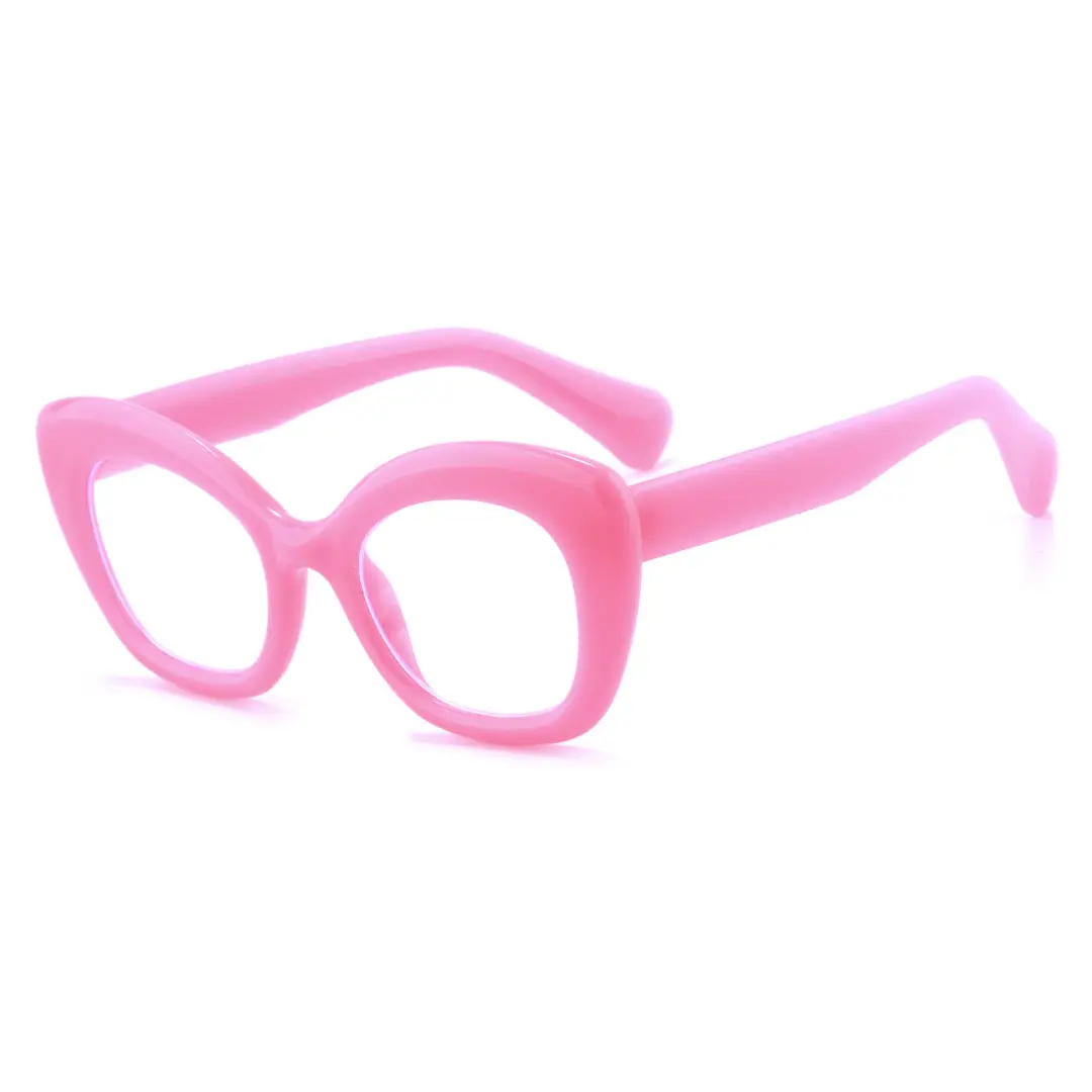Angle view of Aidan colorful cat-eye pc eyeglasses in pink. SPU: CP0302403