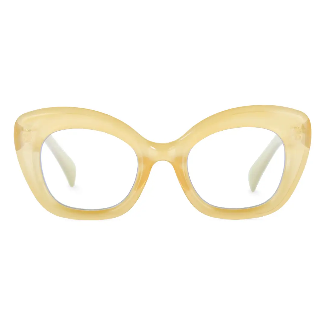Front view of Aidan cat-eye pc eyeglasses CP0302403 in yellow