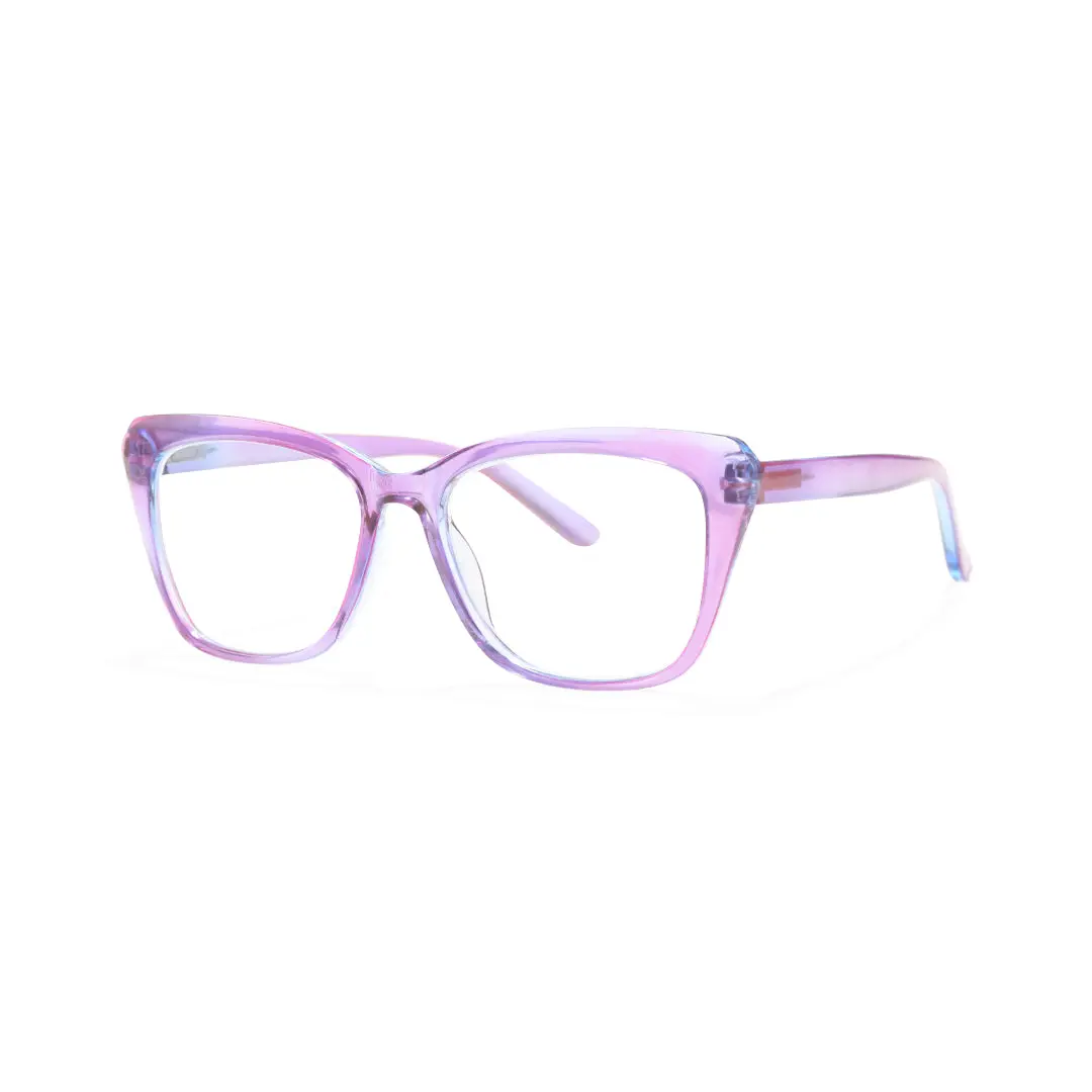 Angle view of Jora cat eye pc eyeglasses CP0352504 in purple