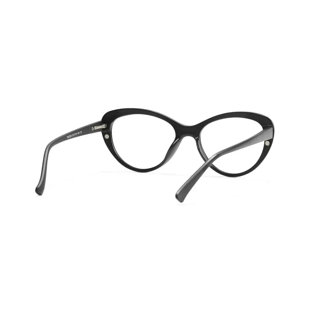 Back view of Clio cat eye pc magnetic clip-on eyeglasses set with interchangeable clip-on lenses CP0422506 in black