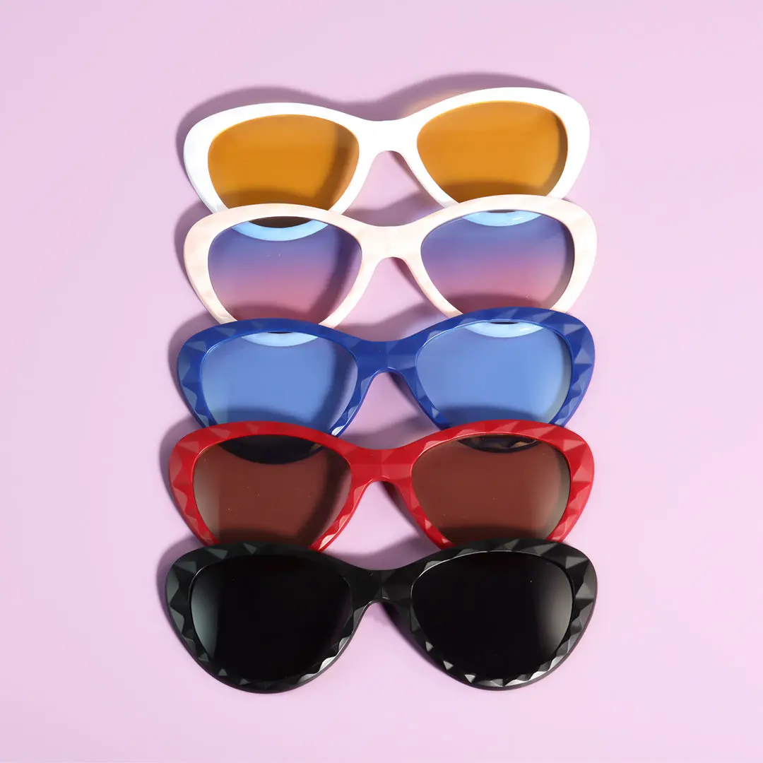 Scene close-up view of Clio cat eye pc magnetic clip-on eyeglasses set with interchangeable clip-on lenses CP0422506 in black