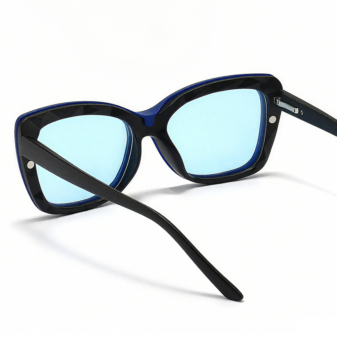 Back view of Kaya cat eye pc magnetic clip-on eyeglasses set with interchangeable clip-on lenses CP0432506 in black