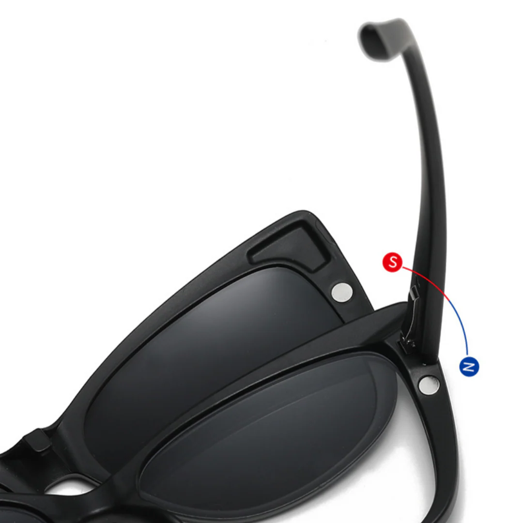 Frame detail view of Kaya cat eye pc magnetic clip-on eyeglasses set with interchangeable clip-on lenses CP0432506 in black