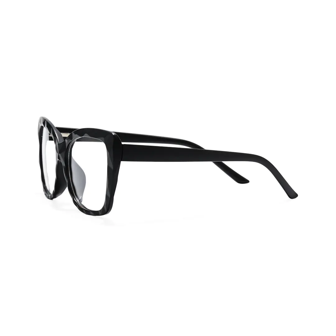 Side view of Kaya cat eye pc magnetic clip-on eyeglasses set with interchangeable clip-on lenses CP0432506 in black