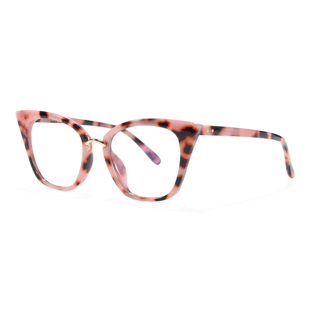 Angle view of Chandrikar vintage cat eye tr90 eyeglasses in red tortoise. SPU: CR0012211
