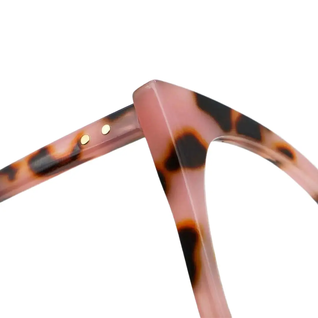 End piece detail of Chandrikar vintage cat eye tr90 eyeglasses in red tortoise. SPU: CR0012211