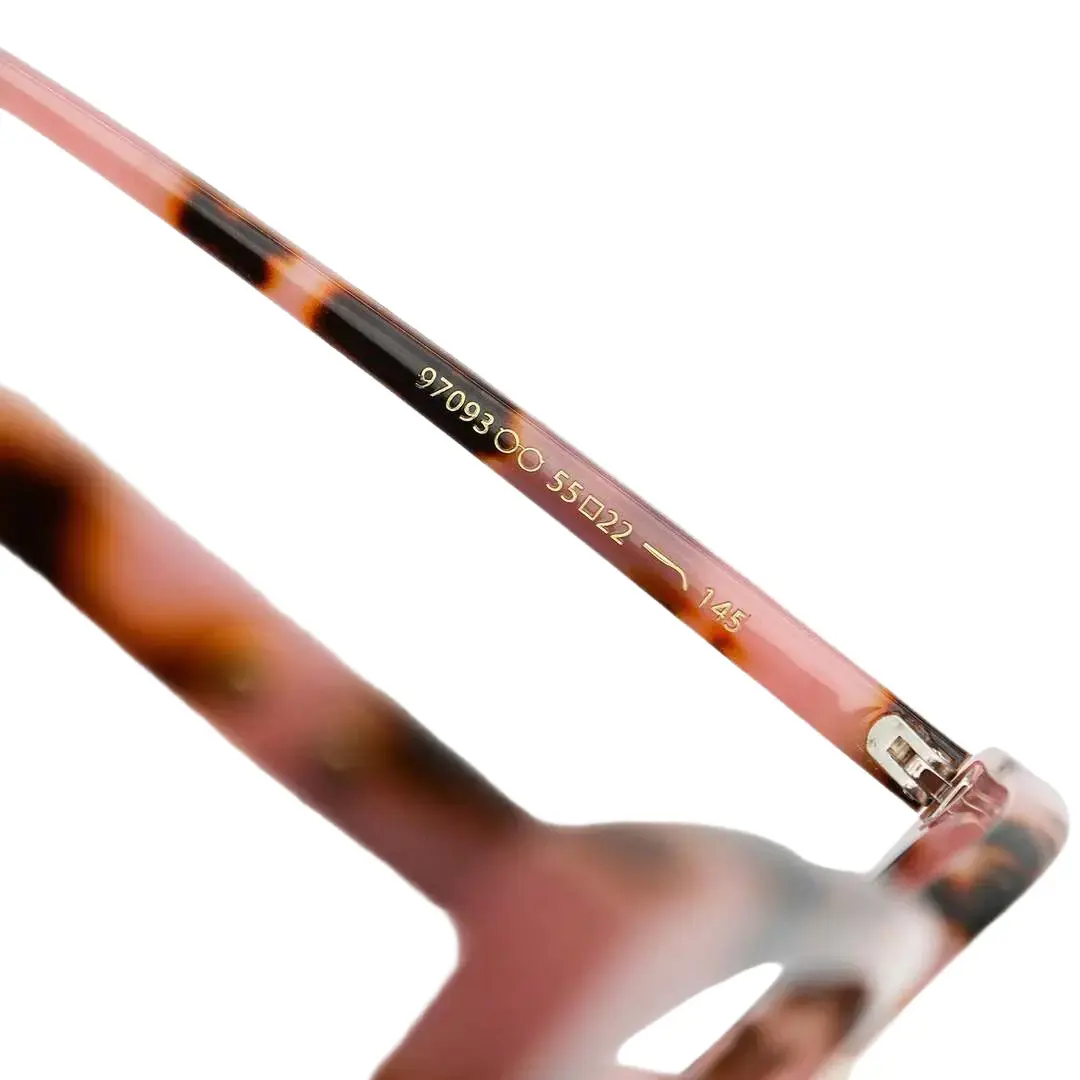Hinge detail of Chandrikar vintage cat eye tr90 eyeglasses in red tortoise. SPU: CR0012211