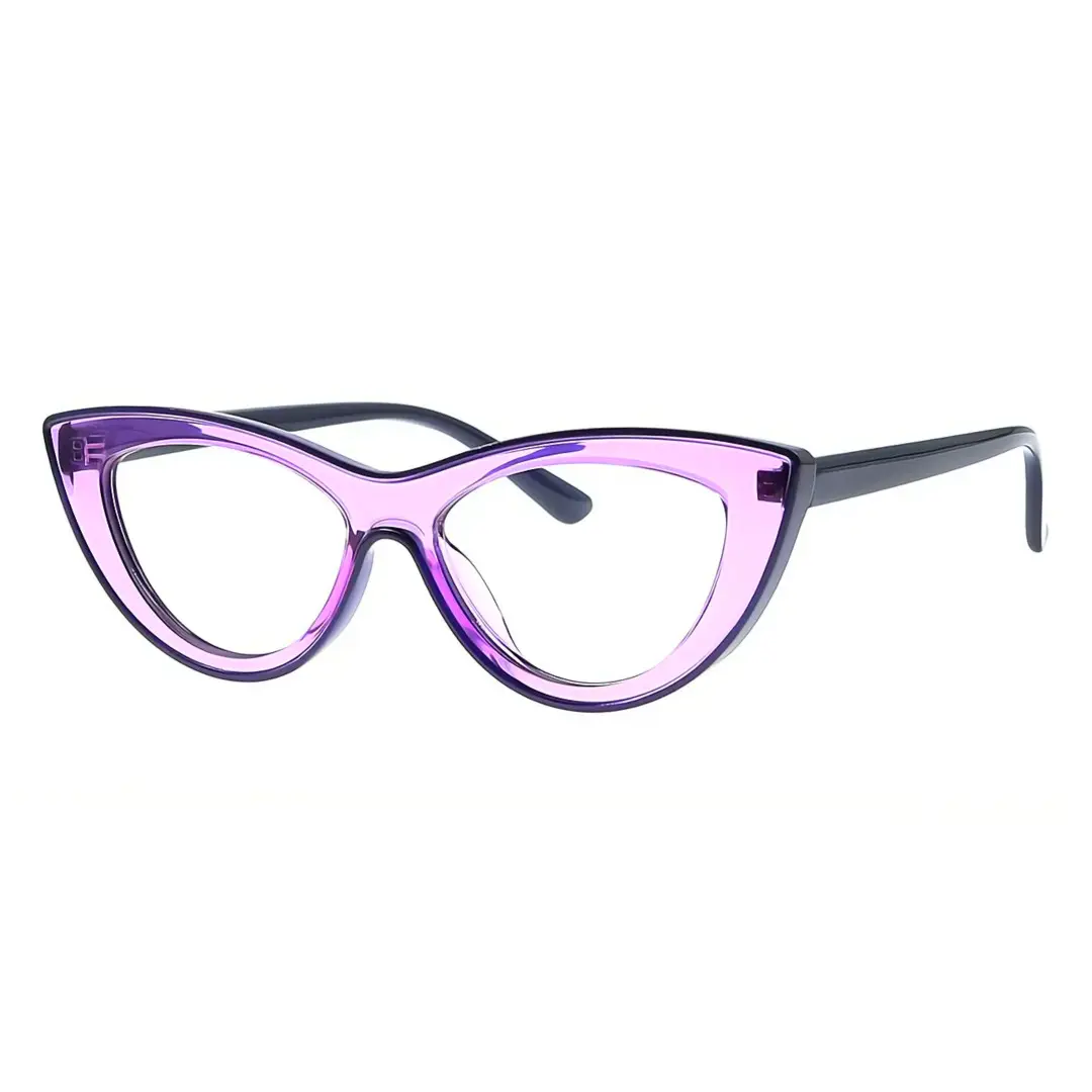 Angle view of Quinn vintage cat eye tr90 eyeglasses CR0012307 in purple