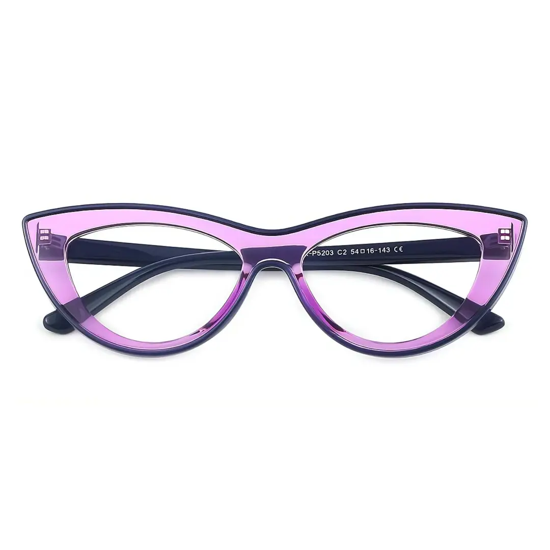 Front folded view of Quinn vintage cat eye tr90 eyeglasses CR0012307 in purple