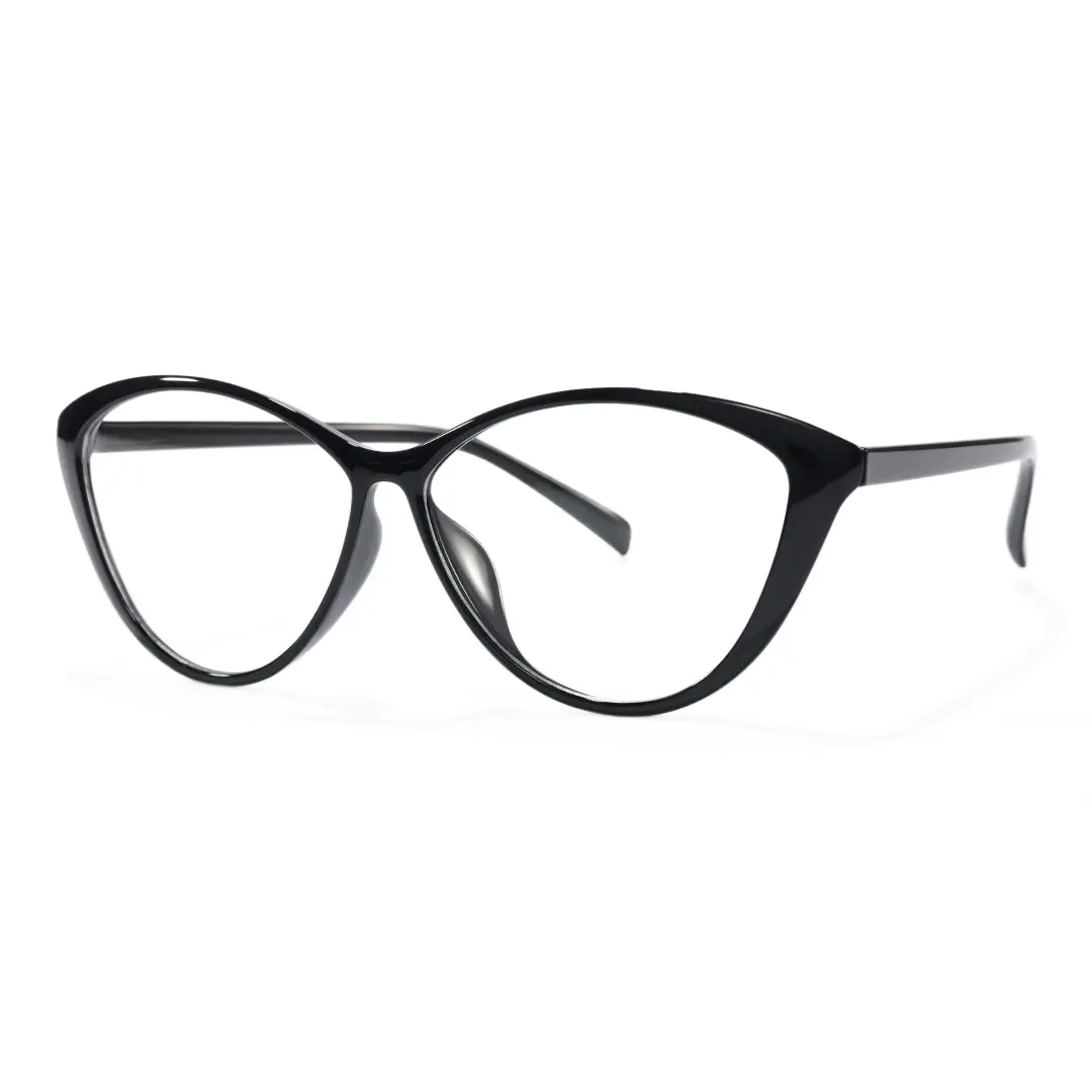 Angle view of Patti vintage cat eye tr90 eyeglasses in black. SPU: CR0012507