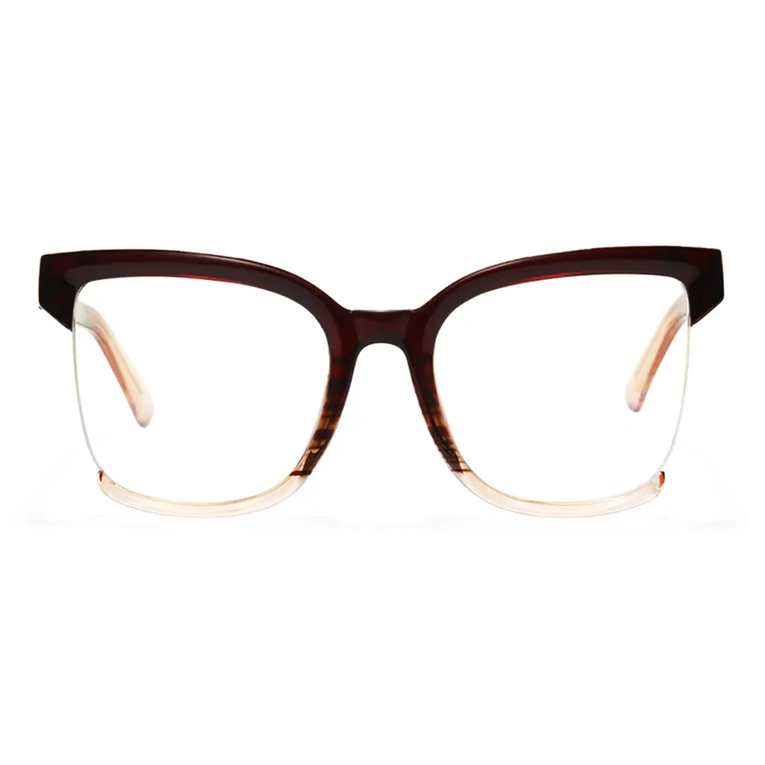 Front view of Cery cat eye tr90 eyeglasses CR0022502 in brown