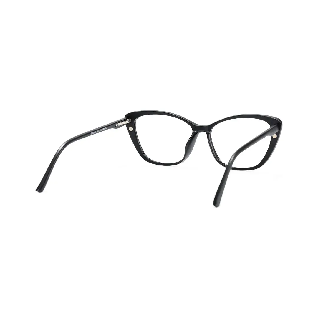 Back view of Damon cat eye tr90 magnetic clip-on eyeglasses set with interchangeable clip-on lenses CR0022512 in black