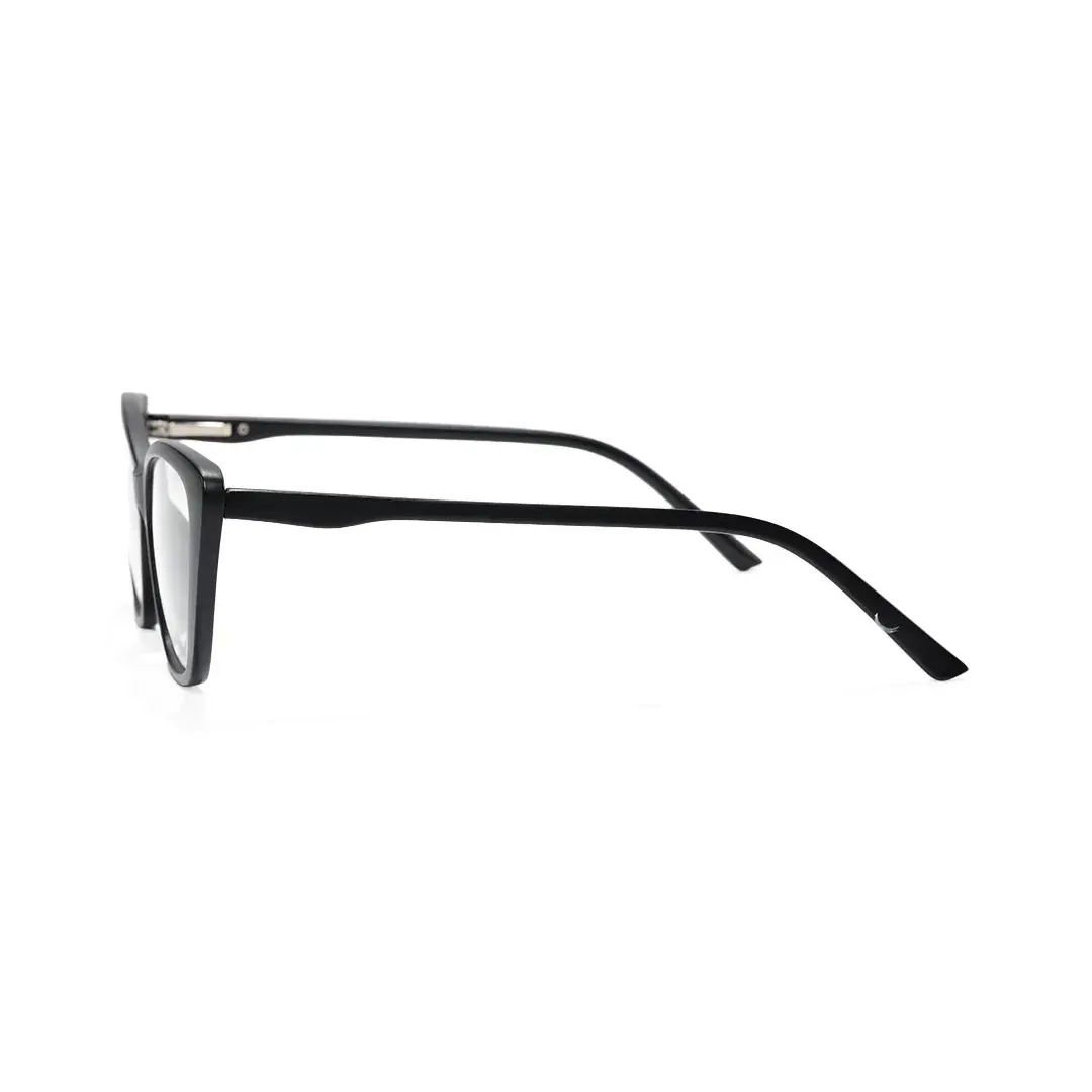 Side view of Damon cat eye tr90 magnetic clip-on eyeglasses set with interchangeable clip-on lenses CR0022512 in black