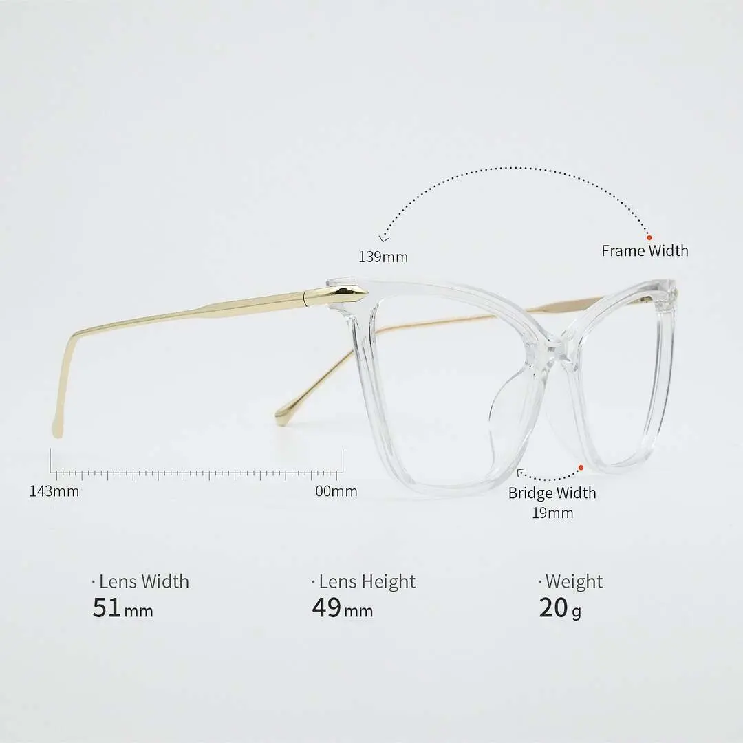 Scene close-up view of Hilary cat eye tr90 eyeglasses CR0032207 in clear