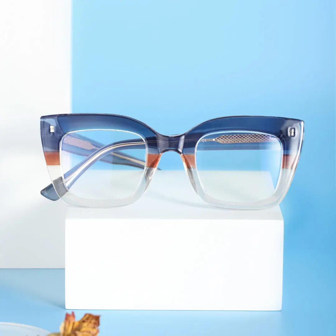 Scene close-up view of Blake colorful cat eye tr90 eyeglasses CR0032402 in multicolor