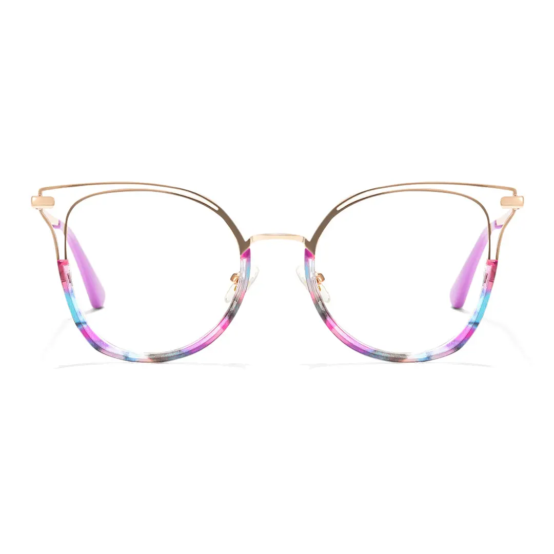 Front view of Vibrate colorful cat eye tr90 eyeglasses in multicolor. SPU: CR0032501