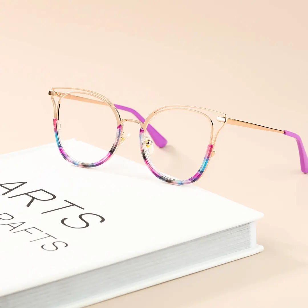 Scene view of Vibrate colorful cat eye tr90 eyeglasses in multicolor. SPU: CR0032501