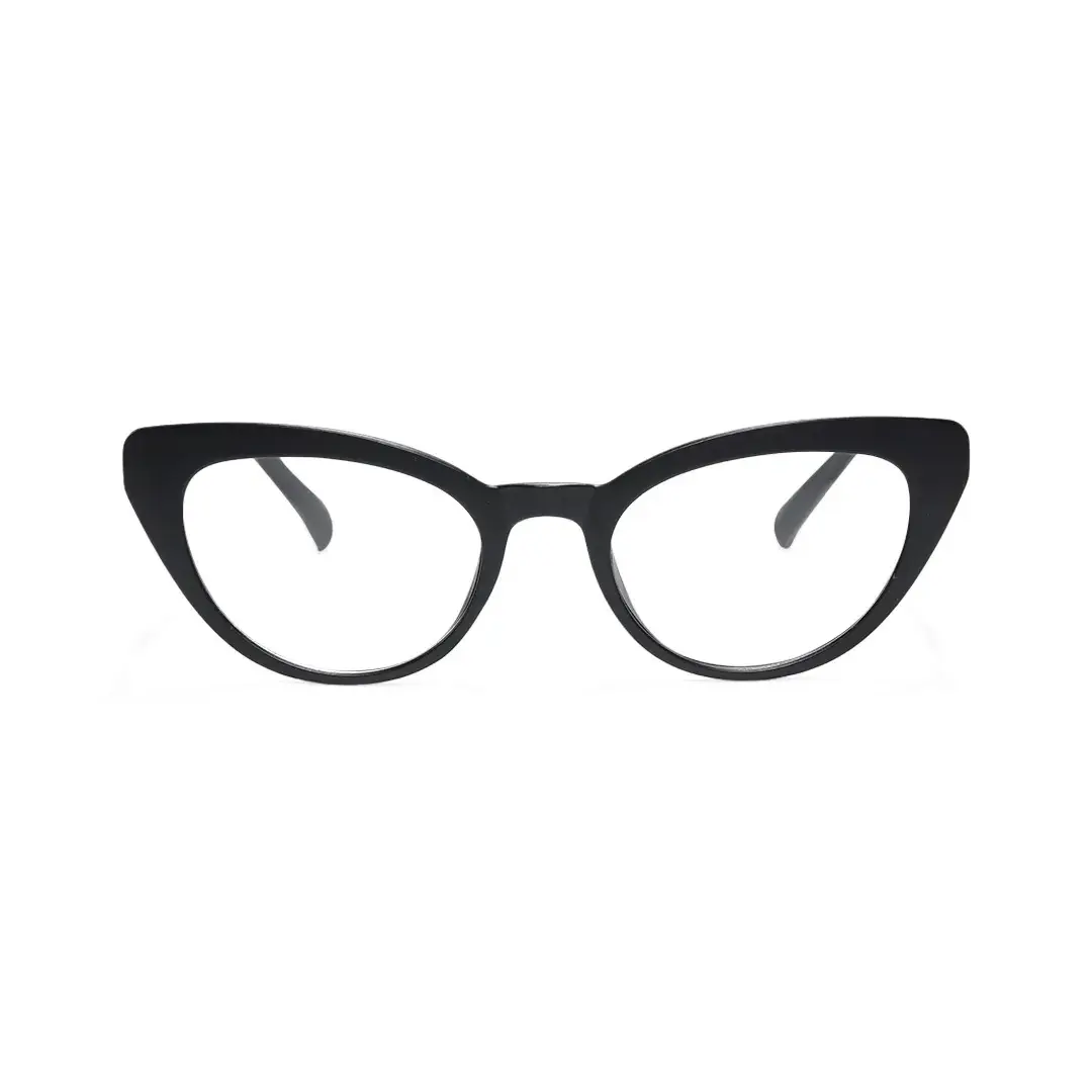 Front view of Livia cat eye tr90 magnetic clip-on eyeglasses set with interchangeable clip-on lenses CR0032512 in black