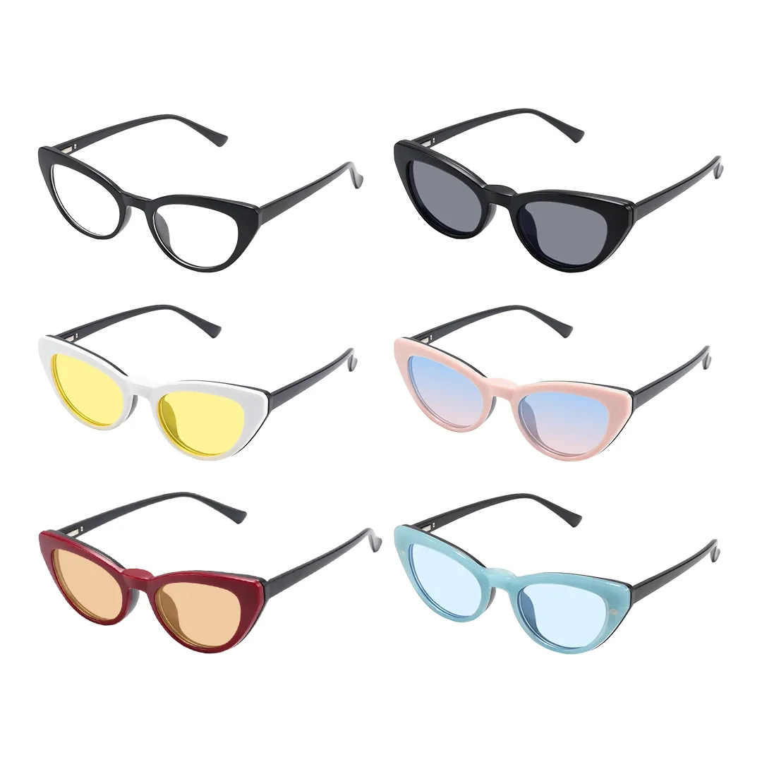 Lens variation view of Livia cat eye tr90 magnetic clip-on eyeglasses set with interchangeable clip-on lenses CR0032512 in black