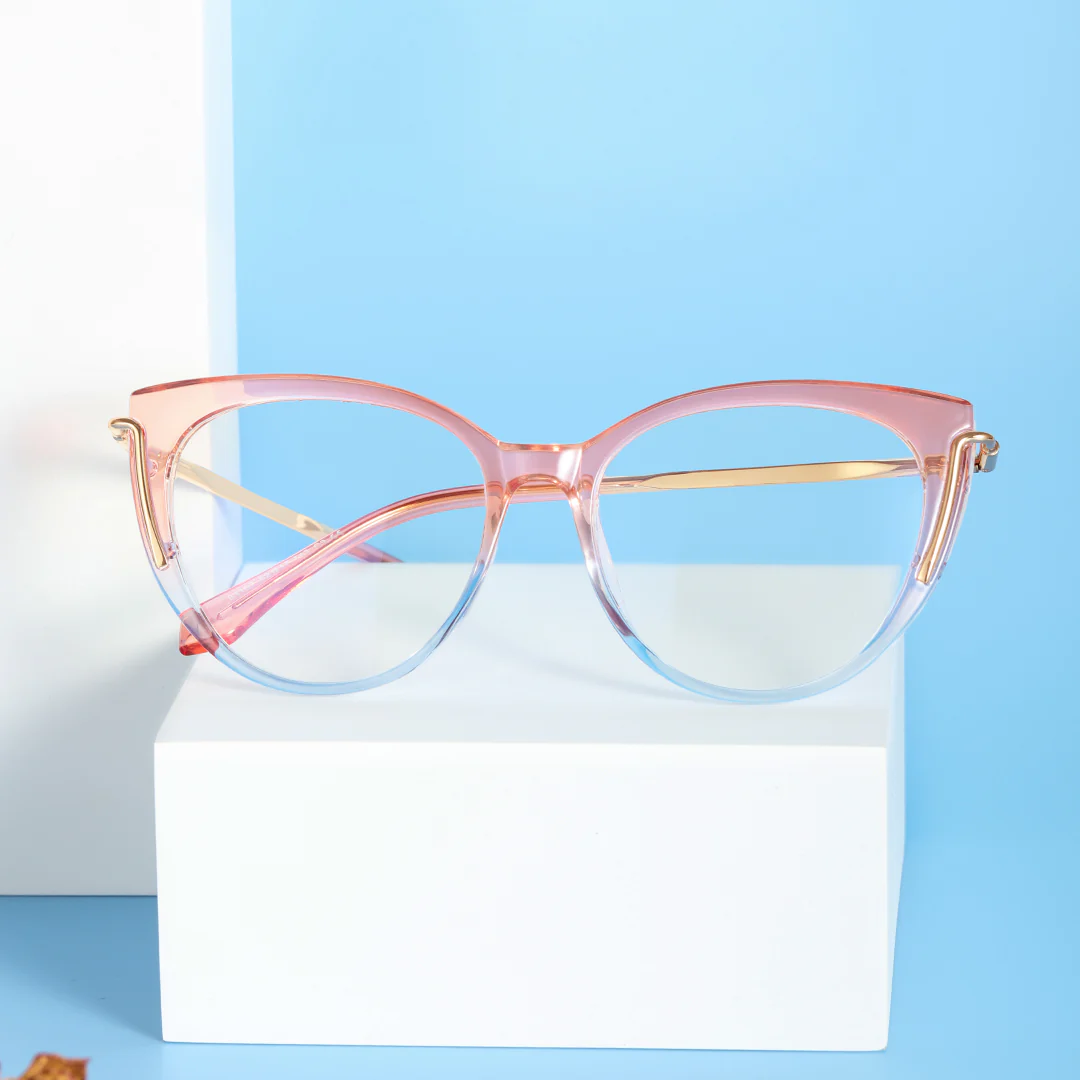 Scene view of Tristan colorful cat eye tr90 eyeglasses in pink. SPU: CR0042402
