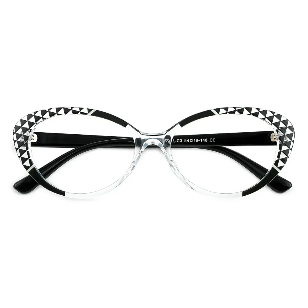 Front folded view of Seren cat eye tr90 eyeglasses CR0042405 in black
