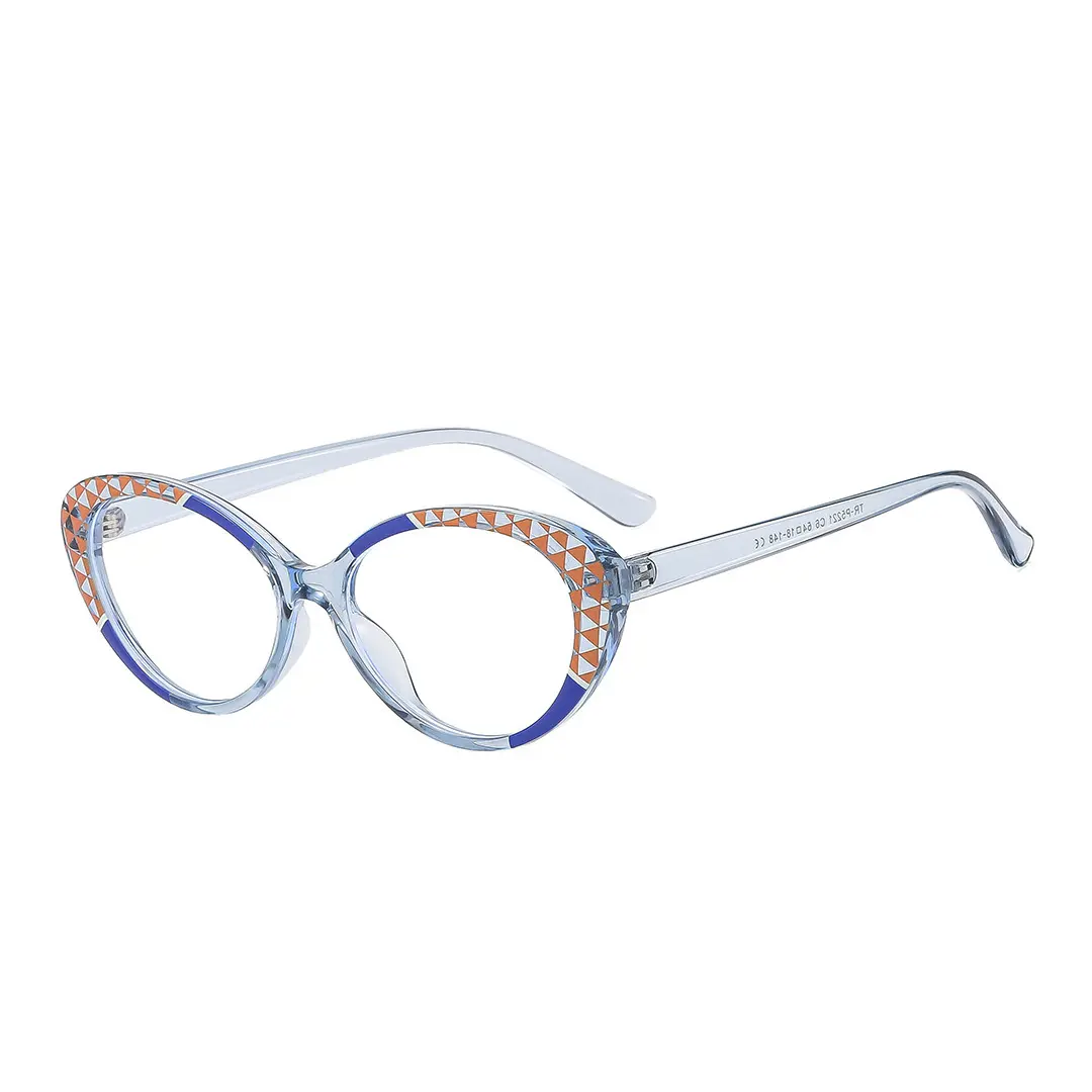 Angle view of Seren cat eye tr90 eyeglasses CR0042405 in blue