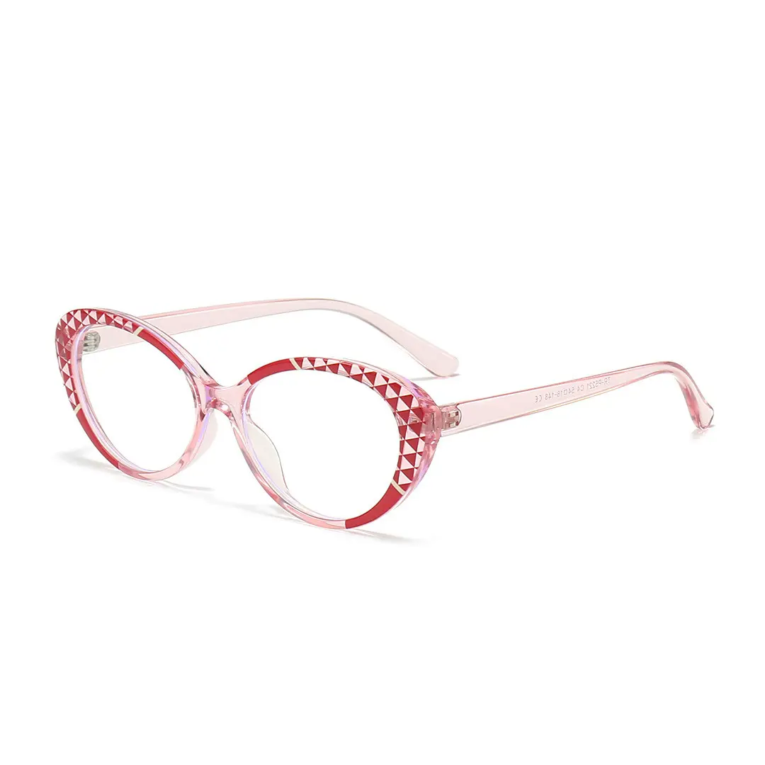 Angle view of Seren cat eye tr90 eyeglasses CR0042405 in red tortoise