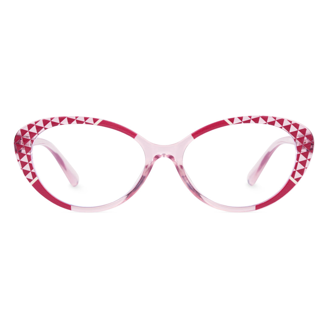 Front view of Seren cat eye tr90 eyeglasses CR0042405 in red tortoise