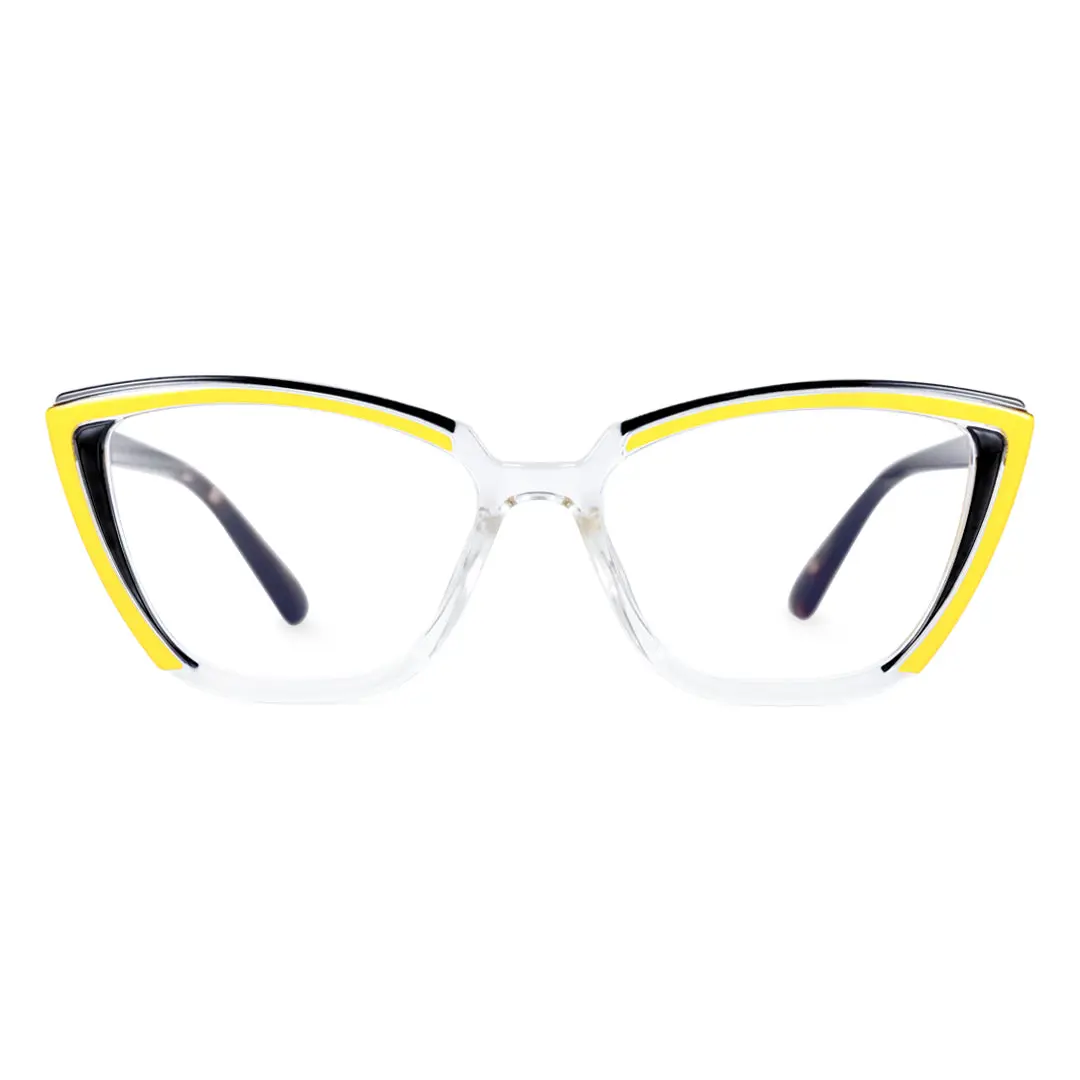 Front view of Isaac colorful cat-eye tr90 eyeglasses CR0052307 in yellow