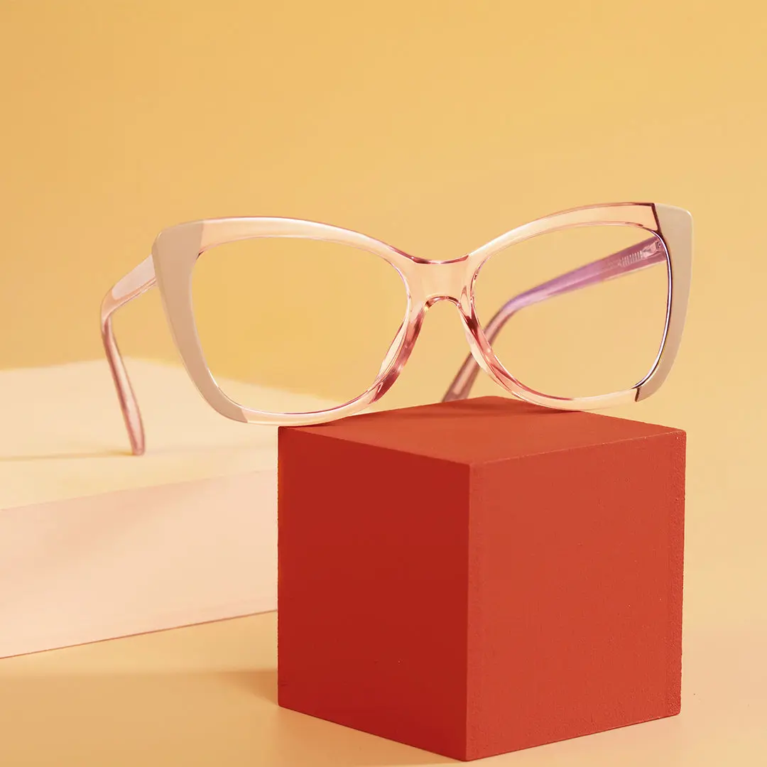 Scene close-up view of Bense cat eye tr90 eyeglasses CR0052404 in pink