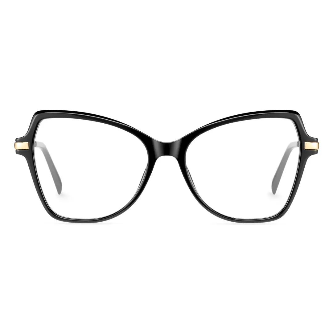 Front view of Qcody cat eye tr90 eyeglasses CR0052411 in black