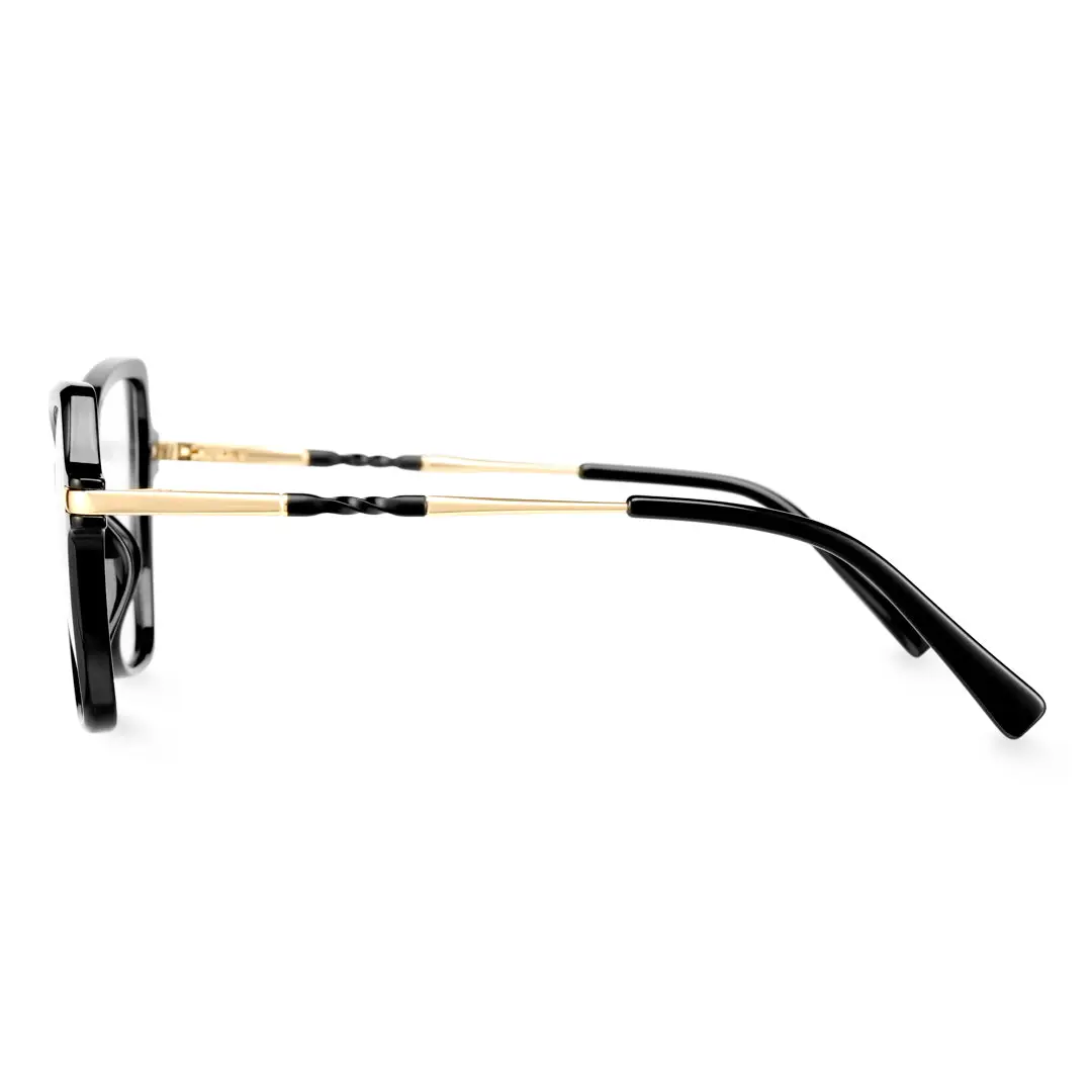 Side view of Qcody cat eye tr90 eyeglasses CR0052411 in black