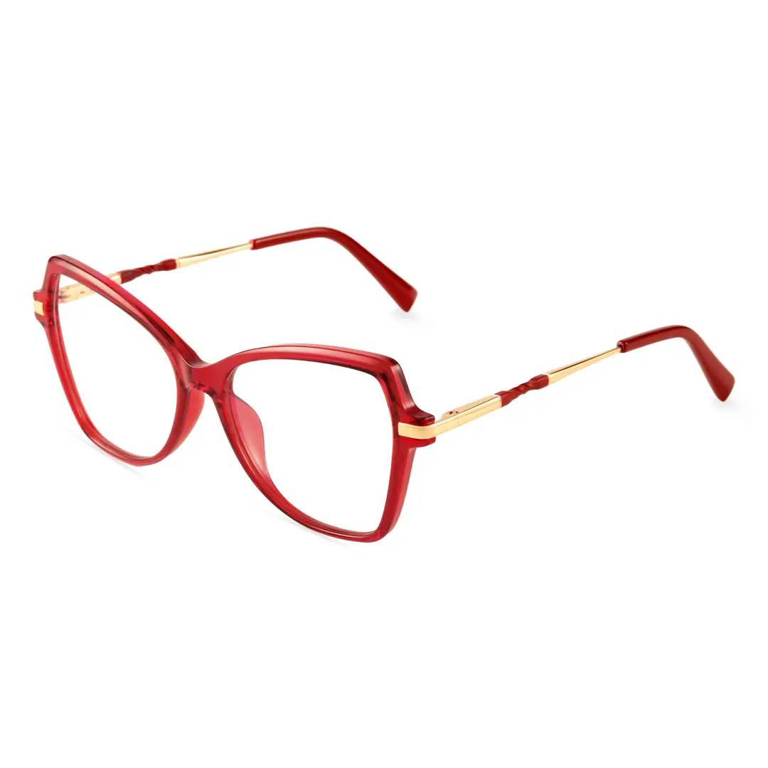 Angle view of Qcody cat eye tr90 eyeglasses CR0052411 in red