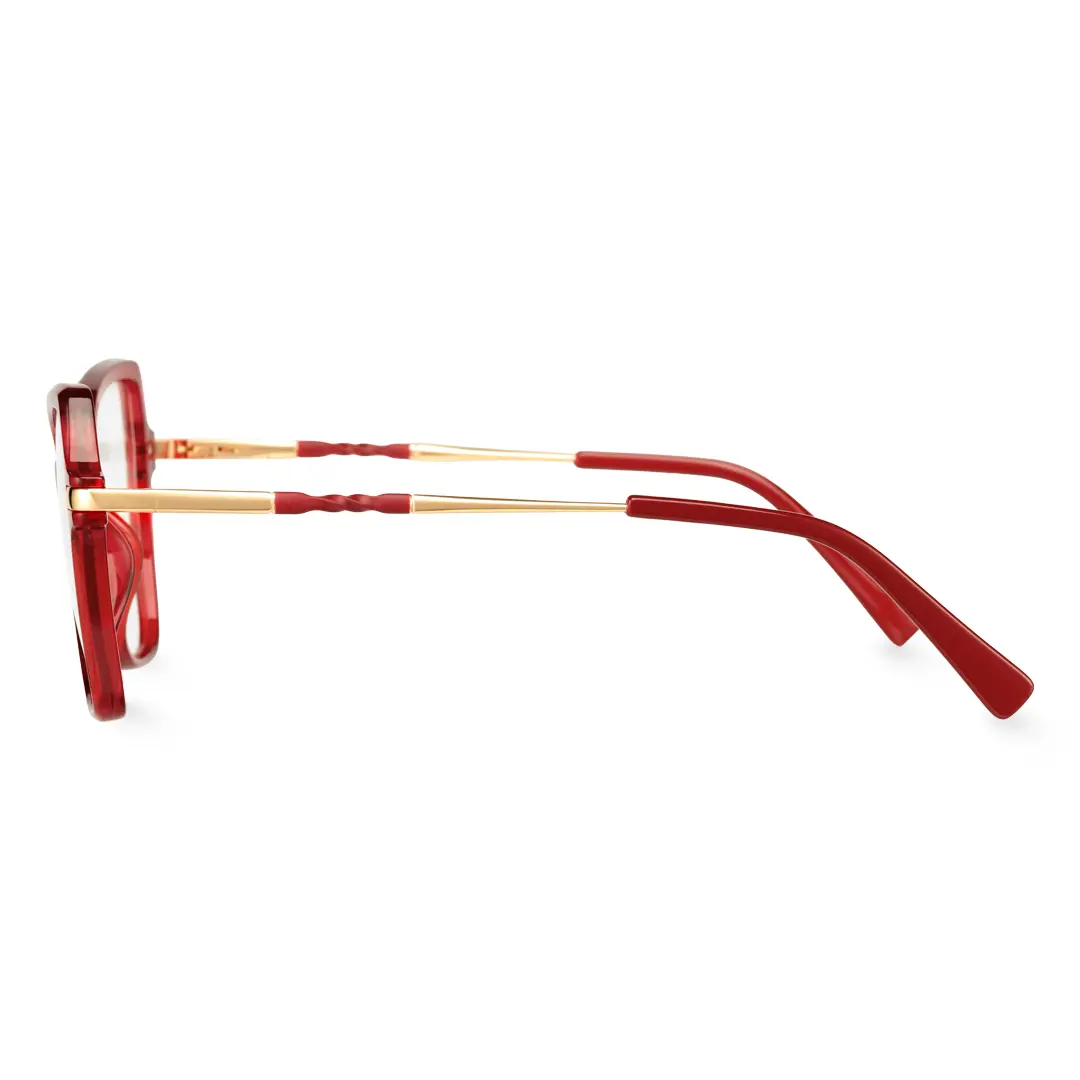 Side view of Qcody cat eye tr90 eyeglasses CR0052411 in red
