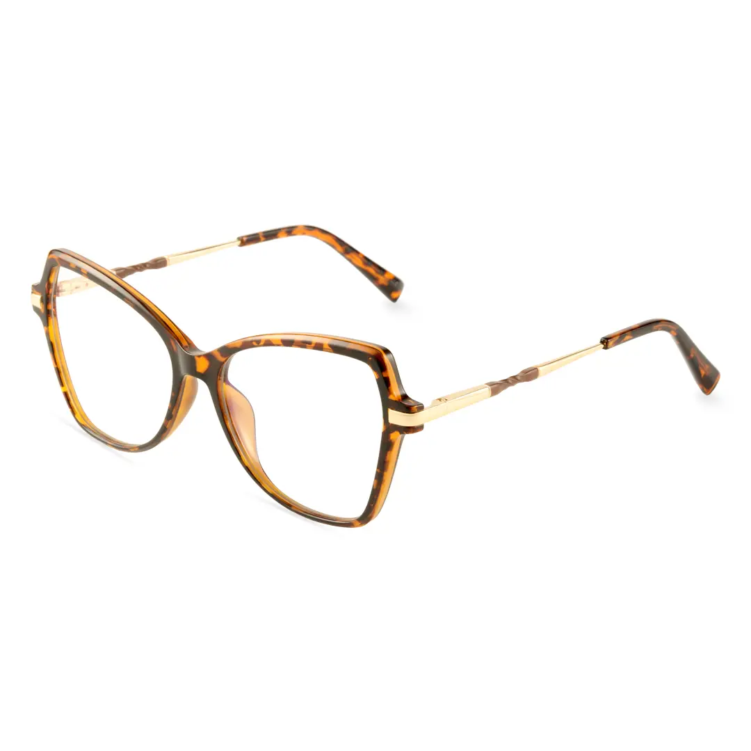 Angle view of Qcody cat eye tr90 eyeglasses CR0052411 in tortoise