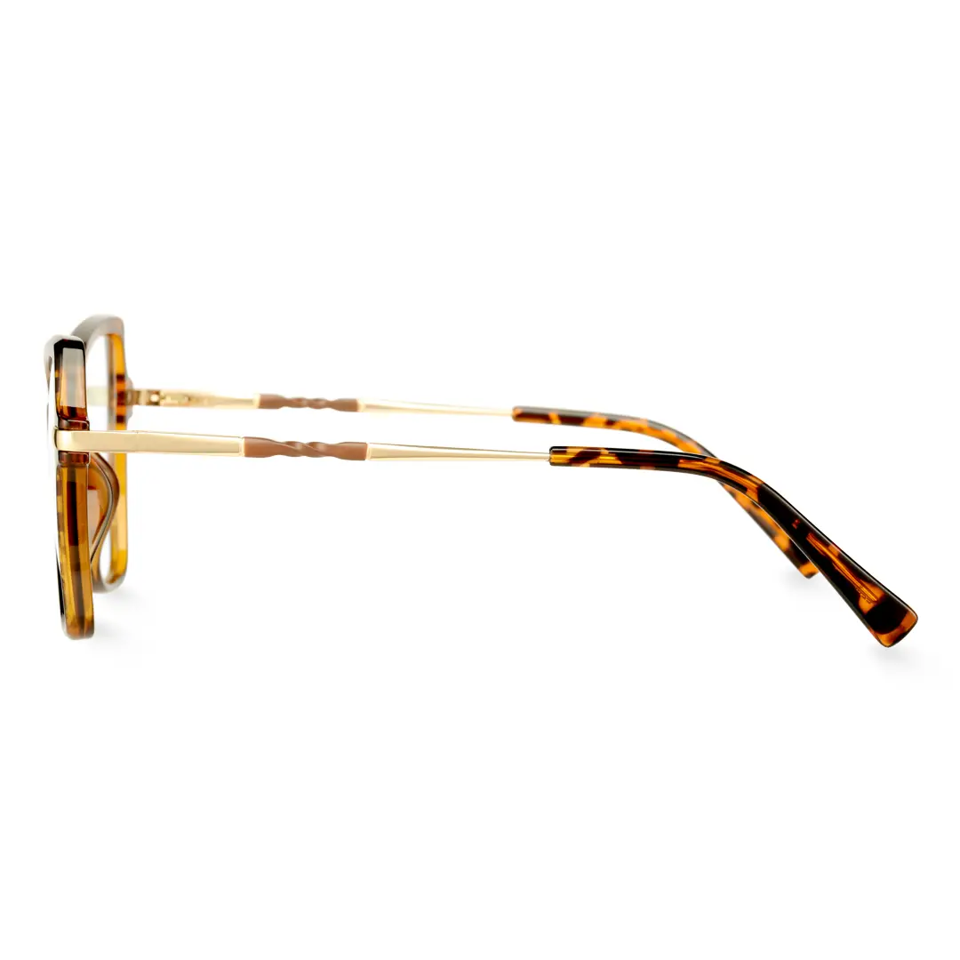 Side view of Qcody cat eye tr90 eyeglasses CR0052411 in tortoise