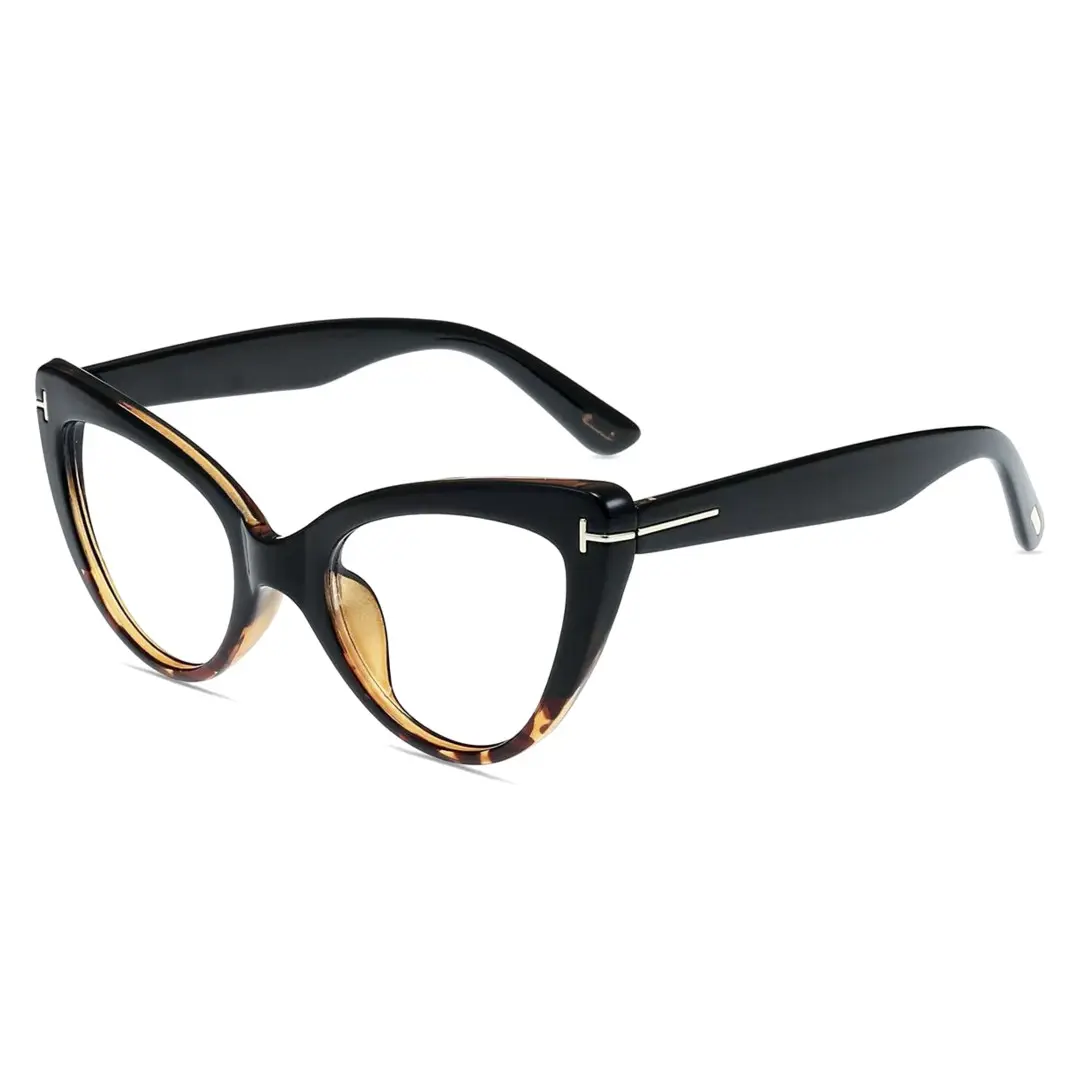 Angle view of Camellia vintage cat eye tr90 eyeglasses CR0062308 in tortoise